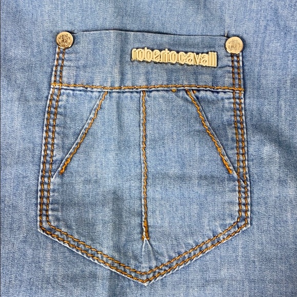 Roberto Cavalli Chambray Wide Leg Pant - Picture 2 of 9